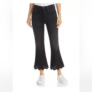NWT FRAME Eyelet-Hem Cropped Flared Jeans in Lacey Size 27